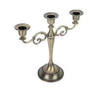 Changor Candelabro de Metal, Candelero Retro de Alto Brillo de Estilo Europeo de 3 Brazos, con Diseño Elegante, para Boda, Mesa de Comedor, Chimenea, Decoración Navideña, Regalo (Bronce)