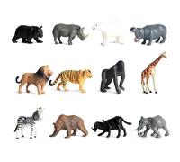 Changor Conjunto de Animales Realistas de Adorno de Estatuilla (Fauna) | Diseño vívido, juego educativo, plástico seguro, incluye león, elefante y oso.