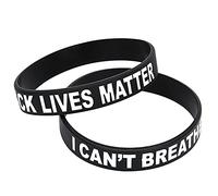 Changor Juego de Pulseras de Silicona Pulseras con Decoración de Letras Unisex Duraderas para Accesorios de Moda 2 Piezas Negro NO PUEDO RESPIRAR LAS VIDAS NEGRAS IMPORTA