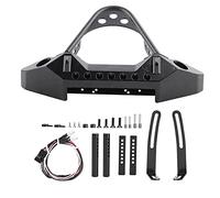 Changor Parachoques Delantero de Metal con 2 Luces LED para Coche Trepador de Control Remoto Traxxas -4 Escala 1/10, Accesorio de Actualización RC (Negro)