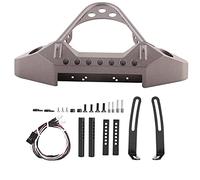 Changor Parachoques Delantero de Metal con 2 Luces LED para Coche Trepador de Control Remoto Traxxas -4 Escala 1/10, Accesorio de Actualización RC (Color Ti)