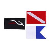 Changor Parche de Bandera de Buceo, Insignia Bordada para Sombrero de Mochila, Parche Cosido de Poliéster para Buzos, Juego de 3 Piezas para Accesorios de Buceo DIY