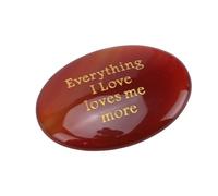 Changor Piedra de Preocupación de ágata Roja, Piedra Inspiradora Motivacional Grabada para la Vida Diaria, Uso Personal, Tamaño de Bolsillo Portátil