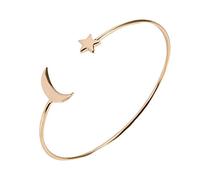 Changor Pulsera Abierta De Cobre con Decoración De Estrella De Luna para Mujer Brazalete Elegante Regalo De Joyería Oro Rosa 6 * 5,5 Cm (Oro)