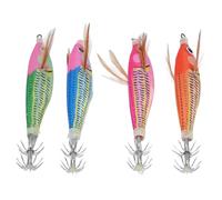 Changor Squid Jigs Gancho Tipo Paraguas, Anzuelo de Pesca de Calamar Resistente y Vibrante para Apuntar a Calamares y Otros Peces, Plástico Acero Inoxidable, Paquete de 4