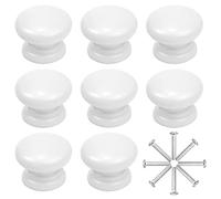 Changrongsheng 8 Piezas Blanco Pomo de Armario de Madera 33mm Perillas Pomos de Muebles Redondo Tirador para Cajón con Tornillo para Muebles Cajones Armarios de Cocina Cuarto de Niños