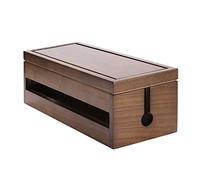 Changsuo Caja organizadora de Cables de Madera para Cable de extensión, Protector de sobretensión, Corrector de gestión de Cables, ocultador para Escritorio, hogar, Oficina, Cocina (marrón)