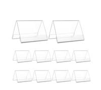 Changyeah 10 Piezas Soporte de sobremesa, forma de tejado, 15×10 cm Mini Soporte de Tarjeta de Etiqueta de Precio y Portanombres en Metacrilato | Expositor de Mesa a Doble Cara