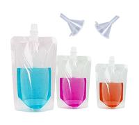 Changyeah 15 Piezas Bolsas Transparentes para Bebidas, Frascos de plástico reutilizables, Bolsa de bebida ocultable, para camping, viajes, picnic, cócteles sellados, (250 ml, 350 ml, 500 ml)