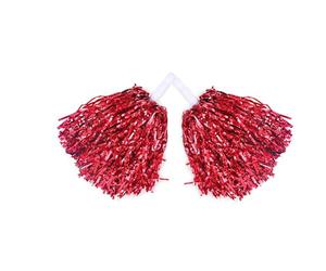 Changyeah 2 pompones de animadora, 2 pompones de animadora, flores de mano, animadora, para eventos deportivos, danza, fiestas, juegos de pelota (rojo)