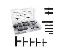 Changyeah Juego de Conectores de Manguera en T - 113 Accesorios Universales Reductores Rectos para Jardín y Riego (Negro)