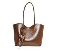 CHANGYUE Bolso superior de cuero, bolso de hombro individual para mujer, bolsos hobo holgados de gran capacidad para desplazamientos(marrón)