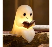 CHANGYUE Lámpara de libro de lectura fantasma, luz de la noche de Halloween Ghost, Light Up Ghosts leyendo Figura de luz nocturna para amantes de los libros, decoración de Halloween para lectores de s