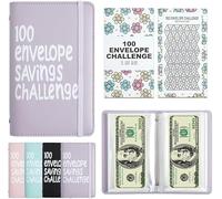 CHANGYUE Reto de ahorro de dinero 100 sobres, Cartera y planificador para presupuestar 100 días, Sistema de formación de hábitos (Púrpura) (C)