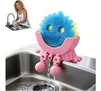 CHANGYUE Soporte esponja 3D para Scrub Daddy, colgante con drenaje, organizador divertido de esponjas sonrisa, estante cocina (rosa) (D)