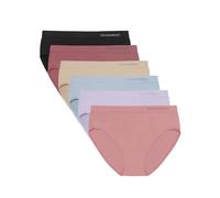 Channo Bragas Básicas Mujer de Licra sin Costuras Efecto Invisible Midi Altas Color Liso - Pack de 6, Multicolor B, S