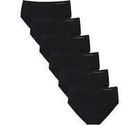 Channo Bragas de Algodón y Bambú para Mujer, Talle Alto, Sin Costuras, Colores Lisos - Pack de 6, Negro, S