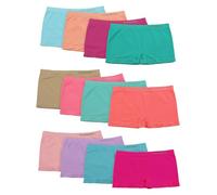 Channo Braguitas Estilo Culotte Boxer Niña Licra Lisos Distintos Colores. Modelo Sin Costura. Elástico Suave Microfibra. Pack de 12 Bragas (4-6 años)