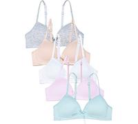 Channo Niña Sujetador Top Básico de Algodón sin Aros Colores Lisos Tirantes Ajustables Copa A - Pack de 5, Multicolor, 80A