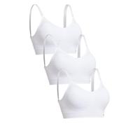 Channo Sujetador Deportivo de Licra Casual Cómodo sin Aros y sin Costuras, con Relleno Extraíble - Pack de 3, Blanco, L/XL