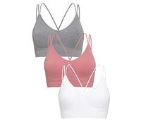 Channo Sujetador Deportivo Sin Costuras y Sin Aros, Espalda Cruzada Original, Seamless, Licra - Pack 3 (L/XL, Multicolor Vison+Verde+Negro)