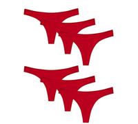 Channo Tangas de Algodón Lisos Suaves con Acabado Fino Que No Marca. Cómodos, Suaves y Elásticos. Diseñados en España. (Pack de 6 Rojo, Talla L/XL)