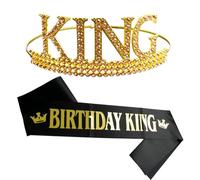 ChanraingYee Juego de bandas de corona de cumpleaños, corona dorada con texto "Happy Birthday"