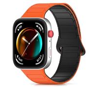 CHANRASI Correa magnética compatible con Huawei Watch Fit 4/Fit 4 Pro/Fit 3,pulseras deportivas de silicona Magnet Link pulsera de repuesto,Naranja negro