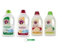Chanteclair Detergente de jabón blanco almizcle Marsella, paquete de prueba, 2 x jabón de 1500 ml + 2 x detergentes de 1260 ml + llavero Beni Culinari gratuito