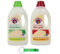 Chanteclair Detergente Jabón Paquete de prueba 2 x 1500 ml - Almizcle blanco + jabón para lavar Marsella - Ideal para la limpieza suave de tejidos 27 lavados + llavero Beni Culinari gratis
