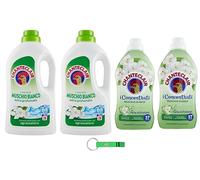 Chanteclair - Paquete de prueba de almizcle blanco, 2 detergentes de 1260 ml + 2 suavizantes concentrados de 1140 ml + llavero Beni Culinari gratuito