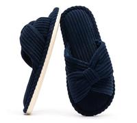Chantomoo Pantuflas de espuma viscoelástica para mujer, para el hogar, dormitorio, baño, spa, boda, viajes, hospital, puntera abierta, antideslizantes, acogedoras, cómodas,Azul Real,37/38 EU