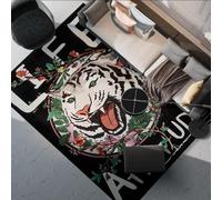 Chanxiang666 Alfombra Antideslizante para el Dormitorio de la Sala 130x190cm Flor de Cabeza de Tigre Negra para dormitorios y decoración del hogar. 130x190cm