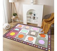 Chanxiang666 Alfombra Antideslizante para el Dormitorio de la Sala 130x190cm Geometría Colorida Educación temprana en inglés para dormitorios y decoración del hogar. 130x190cm