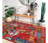 Chanxiang666 Alfombra Antideslizante para el Dormitorio de la Sala 80x150cm Color Patchwork de Estilo étnico cortesano Pelo Corto, Base Antideslizante, no Suelta Pelusa. 80x150cm