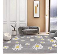 Chanxiang666 Alfombra Antideslizante para el Dormitorio de la Sala 80x150cm Margaritas Modernas de Color Blanco grisáceo Pelo Corto, Base Antideslizante, no Suelta Pelusa. 80x150cm