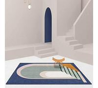 Chanxiang666 Alfombra Antideslizante para el Dormitorio de la Sala 80x150cm Patchwork Azul Sencillo Pelo Corto, Base Antideslizante, no Suelta Pelusa. 80x150cm