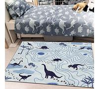 Chanxiang666 Alfombra Diseño Alfombra Antideslizante Alfombra Dormitorio 70x140cm Dinosaurio Azul del río del Bosque de Dibujos Animados para dormitorios y decoración del hogar. 70x140cm