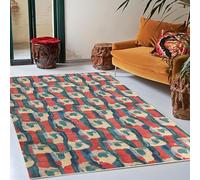 Chanxiang666 Alfombra Diseño Moderno 100x160cm Formas geométricas abstractas Modernas de Color Naranja, Rojo y Azul para dormitorios y decoración del hogar. 100x160cm