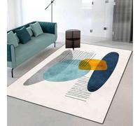 Chanxiang666 Alfombra Diseño Moderno 140x230cm Bloques de Colores geométricos en Azul y Gris. con Ribete, Suave, Lavable a máquina. 140x230cm