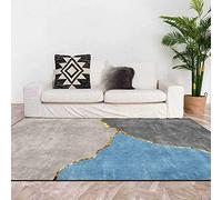Chanxiang666 Alfombra Diseño Moderno 140x230cm Bloques de Colores geométricos Modernos en Azul grisáceo con Ribete, Suave, Lavable a máquina. 140x230cm
