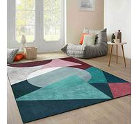 Chanxiang666 Alfombra Diseño Moderno 140x230cm Empalme de Bloques de Colores geométricos Modernos con Ribete, Suave, Lavable a máquina. 140x230cm