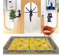 Chanxiang666 Alfombra Diseño Moderno 140x230cm Las Flores de Pavo Real Son de Color Amarillo Dorado. con Ribete, Suave, Lavable a máquina. 140x230cm