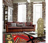 Chanxiang666 Alfombra Diseño Moderno 140x230cm Patchwork geométrico Estilo étnico Rojo y Verde con Ribete, Suave, Lavable a máquina. 140x230cm