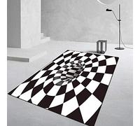 Chanxiang666 Alfombra hogar Alfombra Lavable 150x150cm Espacio 3D a Cuadros en Blanco y Negro Sala Estar/Dormitorio/despacho/Mesa de Centro. 150x150cm