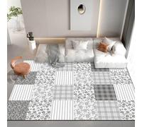 Chanxiang666 Alfombra Interior Entrada Pasillo decoración, 140x230cm Patchwork Floral de Rayas Grises y Blancas alfombras Modernas para salón, Dormitorio, Entrada, decoración del hogar,