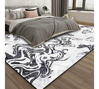 Chanxiang666 Alfombra Lavable 80x120cm con Ribete, Suave, Lavable a máquina.Elegante patrón de Pata de Gallo Rojo Anaranjado