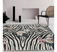 Chanxiang666 Alfombra Pelo Corto Moderna 80x250cm Patrón Floral Rosa Que se asemeja a Rayas de Cebra. Sala Estar/Dormitorio/despacho/Mesa de Centro. 80x250cm