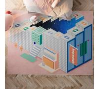 Chanxiang666 Alfombra Pelo Corto Moderna 80x250cm Rayuela de Dibujos Animados, Rosa y Azul Sala Estar/Dormitorio/despacho/Mesa de Centro. 80x250cm