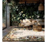 Chanxiang666 Alfombra Pelo Corto Moderna Alfombras 40x60cm Flor de Gallo Amarillo-Verde Sala Estar/Dormitorio/despacho/Mesa de Centro. 40x60cm